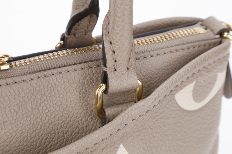 LOUIS VUITTON M46585 TRIANON PM MONOGRAM EMPREINTE TOURTERELLE LEATHER GOLD HARDWARE WITH STRAPS AND DUST COVER