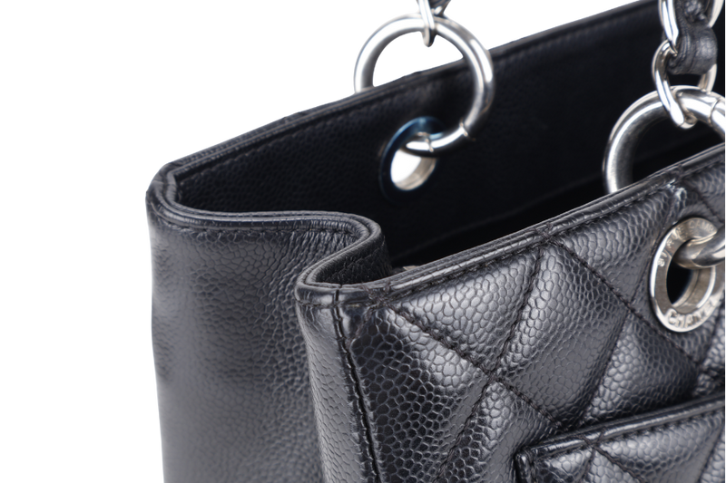 CHANEL GST BLACK CAVIAR LEATHER (2015xxxx) SILVER HARDWARE WITH CARD NO DUST COVER AND NO BOX