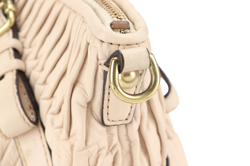 COACH MADISON SATCHEL (15942) BEIGE LEATHER GOLD HARDWARE WITH LEATHER STRAPS AND DUST COVER