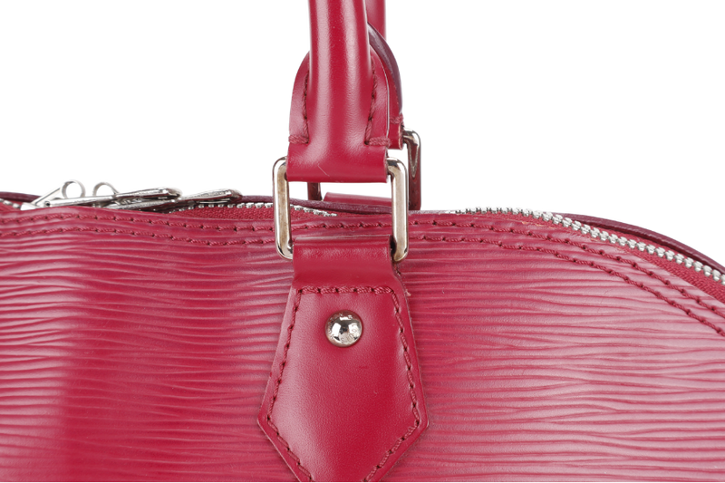 LOUIS VUITTON ALMA GM BURGUNDY EPI LEATHER SILVER HARDWARE WITH DUST COVER