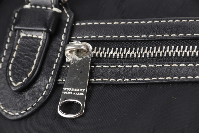 BURBERRY NOVA CHECK BLUE LABEL BLACK NYLON SILVER HARDWARE WITH STRAP