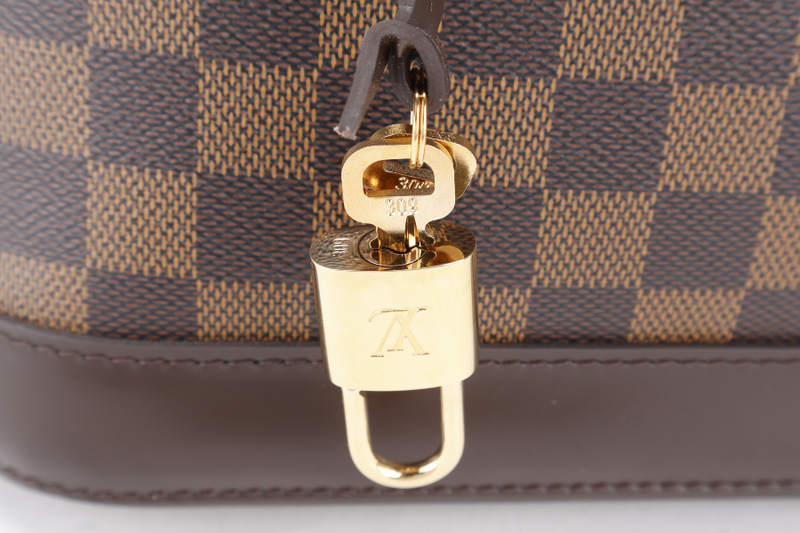 LOUIS VUITTON N53151 ALMA PM DAMIER EBENE CANVAS GOLD HARDWARE WITH LOCK&KEYS, DUST COVER AND BOX