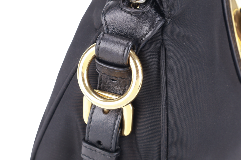 PRADA BN1903 TOP HANDLE BLACK NYLON GOLD HARDWARE NO DUST COVER