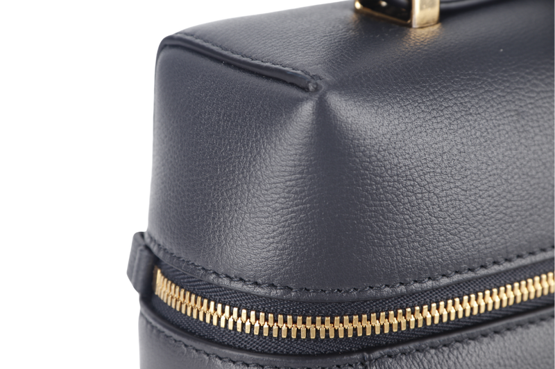 LORO PIANA L27 NAVY BLUE GRAINED CALFSKIN GOLD HARDWARE WITH DUST COVER, LOCK AND BOX