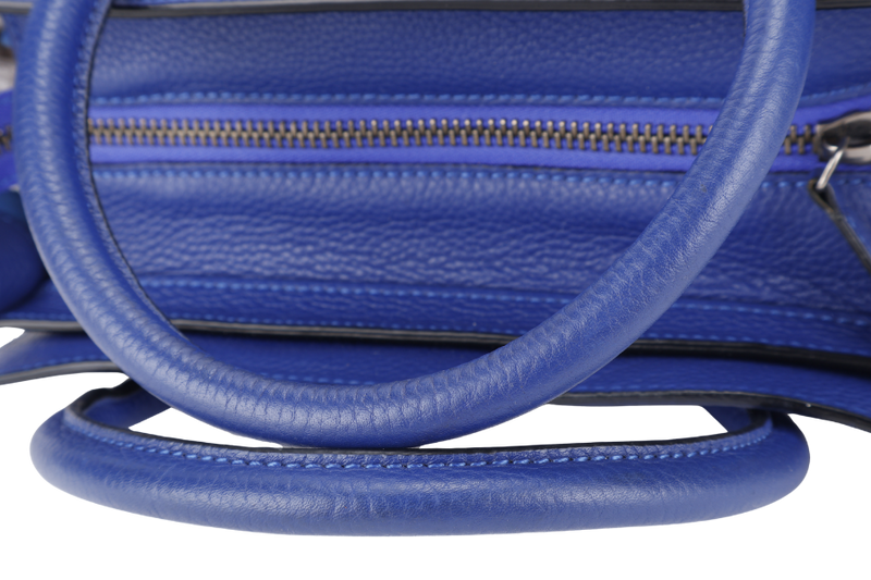 CELINE LUGGAGE TOTE BAG MICRO BLUE CALF LEATHER SILVER HARDWARE NO DUST COVER