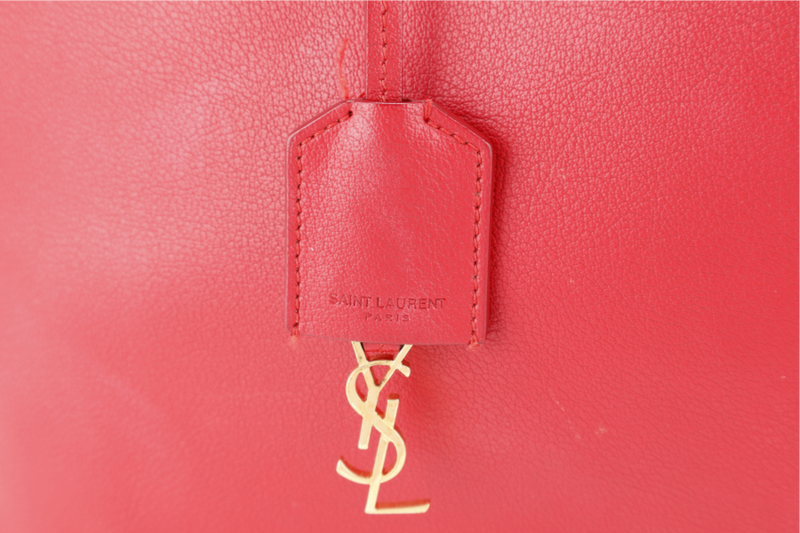 YVES SAINT LAURENT (YSL) EAST WEST TOTE BAG RED LEATHER NO DUST COVER
