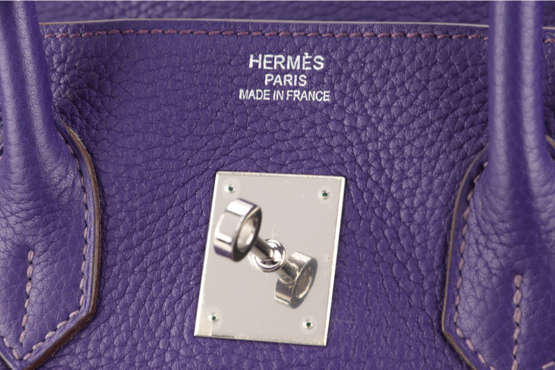 HERMES BIRKIN 35 IRIS TOGO SILVER HARDWARE STAMP N (YEAR 2010) WITH DUST COVER, PADLOCK AND KEYS