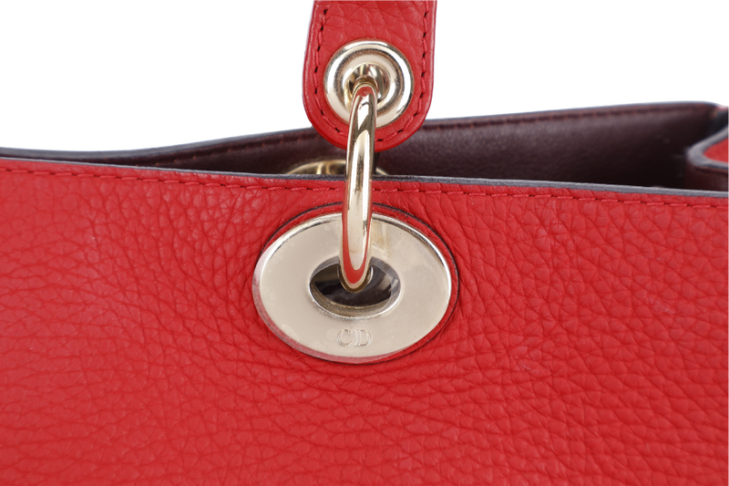 CHRISTIAN DIOR DIORSSIMO RED LEATHER LGHW WITH POUCH, CARD REF _ M090ZOTRL (2014) WITH DUST COVER