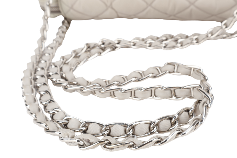 PRADA BR4965 TESSUTO IMPUNTU CHAIN BAG BEIGE NYLON SILVER HARDWARE WITH CARD AND DUST COVER