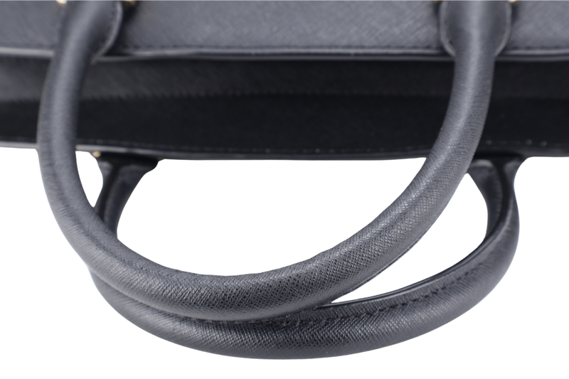 MICHAEL KORS SELMA LARGE SAFFIANO BLACK LEATHER TOTE BAG WITH GOLD HARDWARE AND DUST COVER
