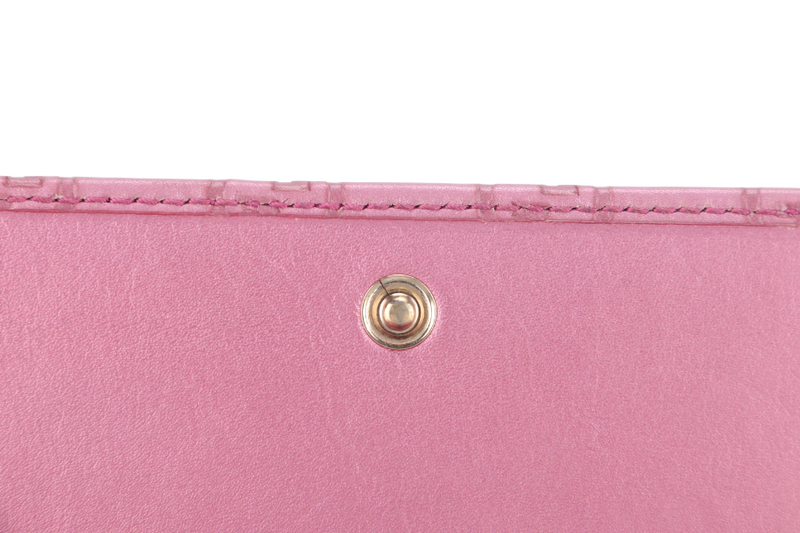 GUCCI GUCCISIMA HEART CHARM PINK LEATHER LONG WALLET GOLD HARDWARE WITH DUST COVER