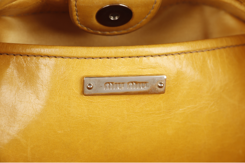 MIU MIU 2WAY SHOULDER BAG (RN06472) YELLOW LEATHER SILVER HARDWARE NO DUST COVER