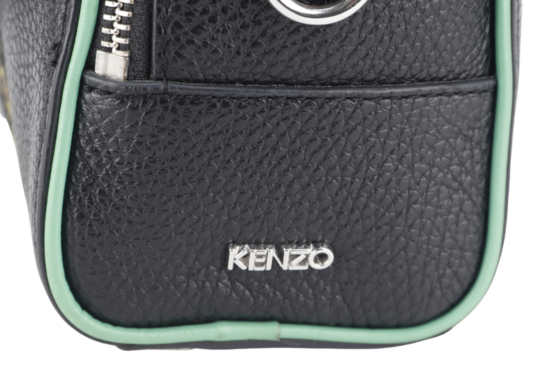 KENZO TIGER EMBROIDERY CROSSBODY BAG GREEN-BLACK SILVER HARDWARE WITH DUST COVER