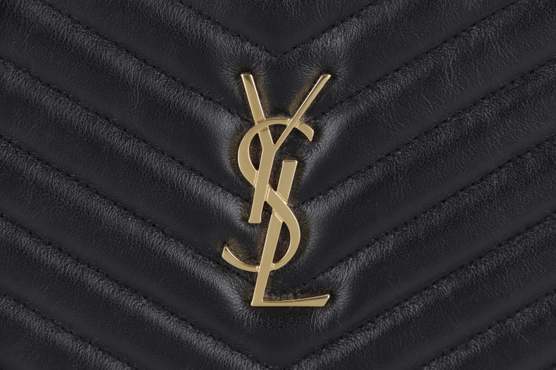 YVES SAINT LAURENT (YSL) QUILTED MATTELASSE BLACK LEATHER CLUTCH (TCT440222 0917) GOLD HARDWARE WITH DUST COVER