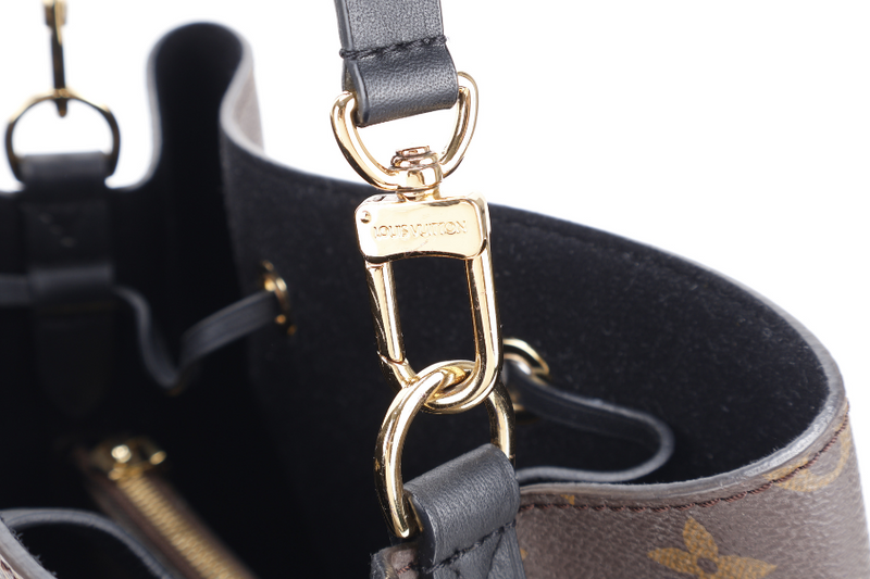 LOUIS VUITTON NEONOE MONOGRAM BLACK TRIM WITH STRAPS AND DUST COVER