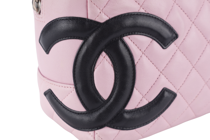 CHANEL CAMBON LINE (9139xxxx) LARGE PINK CALFSKIN LEATHER SILVER HARDWARE WITH DUST COVER