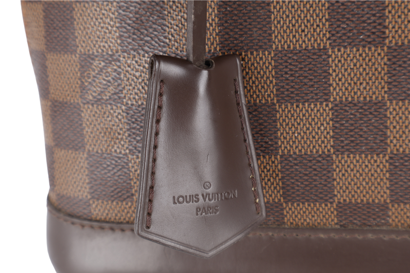 LOUIS VUITTON N40606 ALMA BB BROWN DAMIER EBENE GOLD HARDWARE WITH LONG STRAPS, PADLOCK AND KEYS