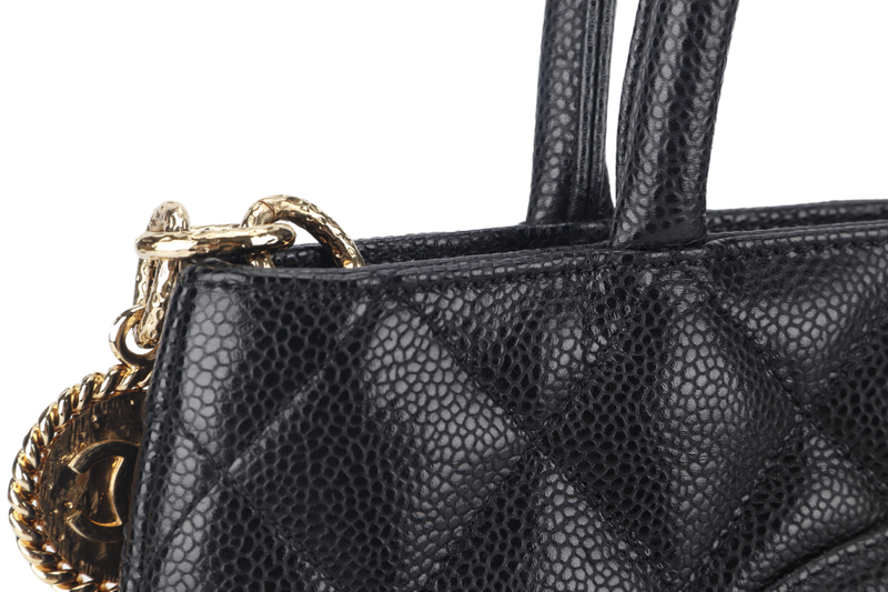 CHANEL MEDALLION TOTE (1363xxxx) BLACK CAVIAR GOLD HARDWARE WITH CARD AND DUST COVER