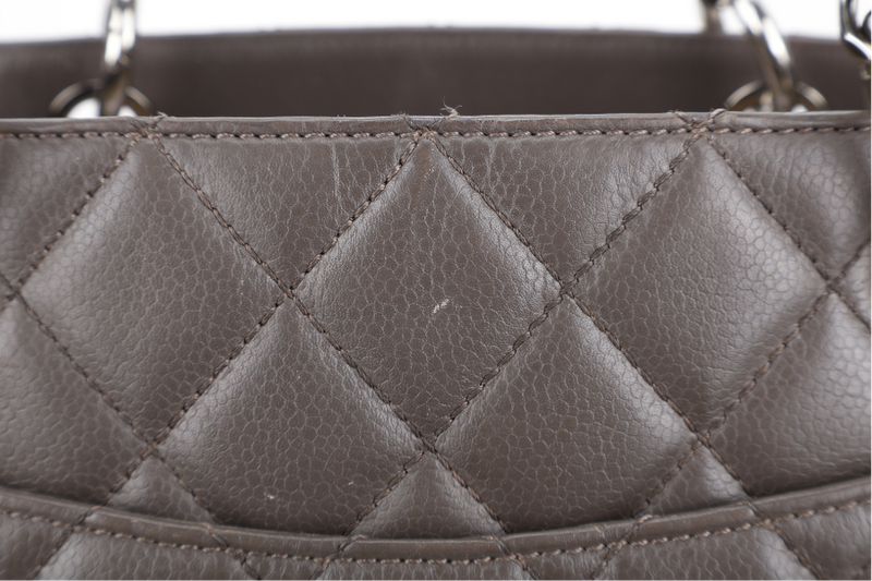CHANEL GRAND SHOPPING TOTE (1503xxxx) GREY CAVIAR LEATHER SILVER HARDWARE WITH CARD NO DUST COVER