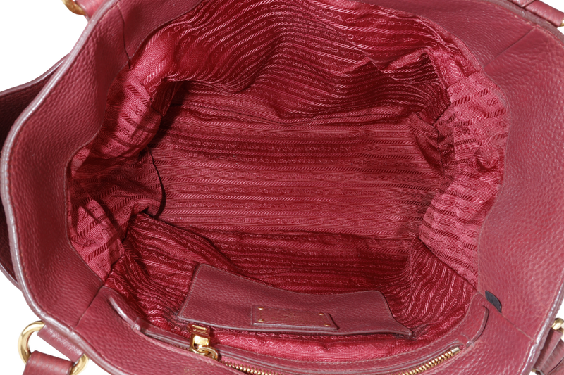 PRADA PINK VITELLO DAINO LEATHER SIDE POCKET TOTE BAG GOLD HARDWARE NO DUST COVER