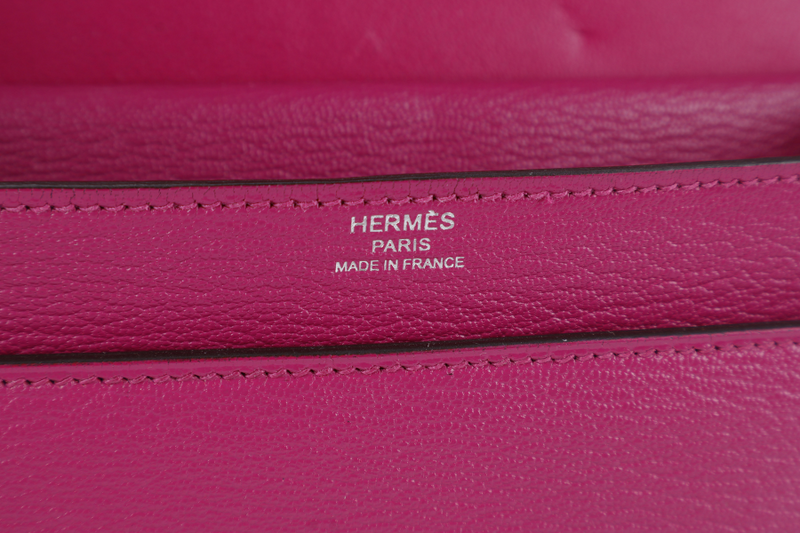 HERMES VERROU CLUTCH ROSE POUPRE CHEVRE MYSORE LEATHER SILVER HARDWARE STAMP C (2018) WITH DUST COVER