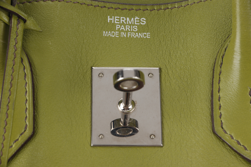 HERMES BIRKIN 35 VERT ANIS SWIFT LEATHER PALLADIUM HARDWARE STAMP K (YEAR 2007) WITH 2 KEYS NO LOCK WITH DUST COVER AND CLOCHETTE