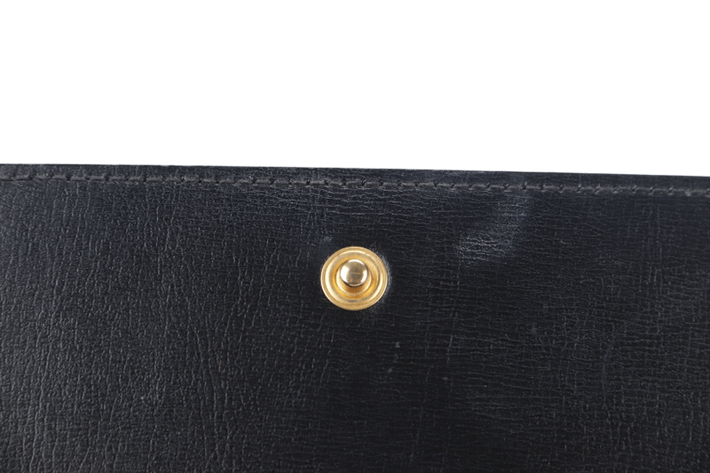 YVES SAINT LAURENT (YSL) CASSANDRA PHONE HOLDER (TGN33509.0322) BLACK LEATHER GOLD HARDWARE WITH DUST COVER AND BOX