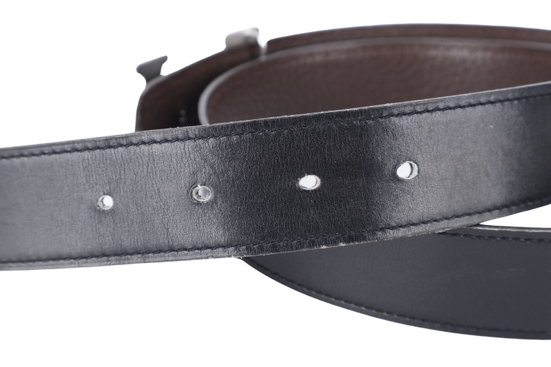 HERMES H BELT DIAMOND STUDDED SILVER HARDWARE BUCKLE WITH 90-95CM REVERSIBLE BELT WITH BOX