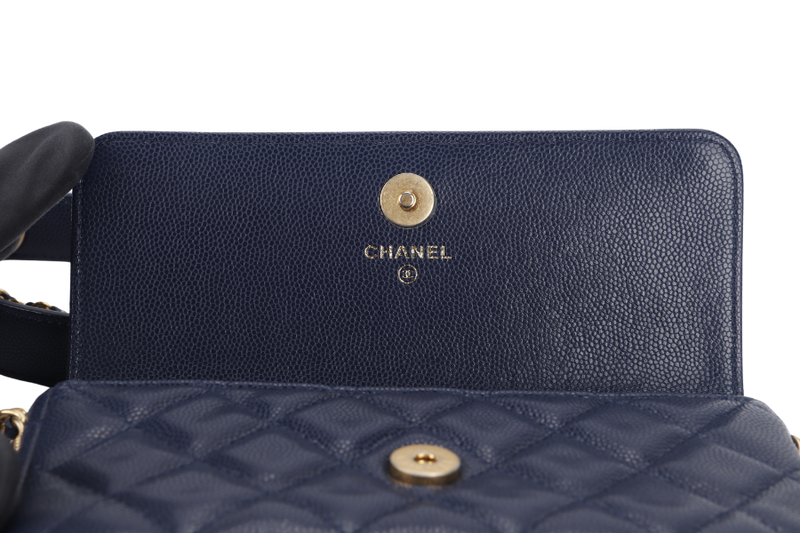 CHANEL WOC (AP6Jxxxx) NAVY BLUE CAVIAR LEATHER GOLD HARDWARE WITH DUST COVER AND BOX