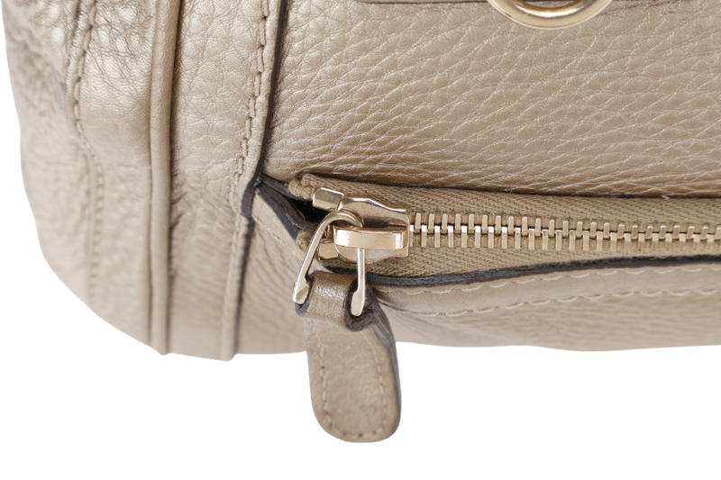 GUCCI BAMBOO 2WAY TOTE BAG GOLD LEATHER GOLD HARDWARE WITH DUST COVER AND STRAPS