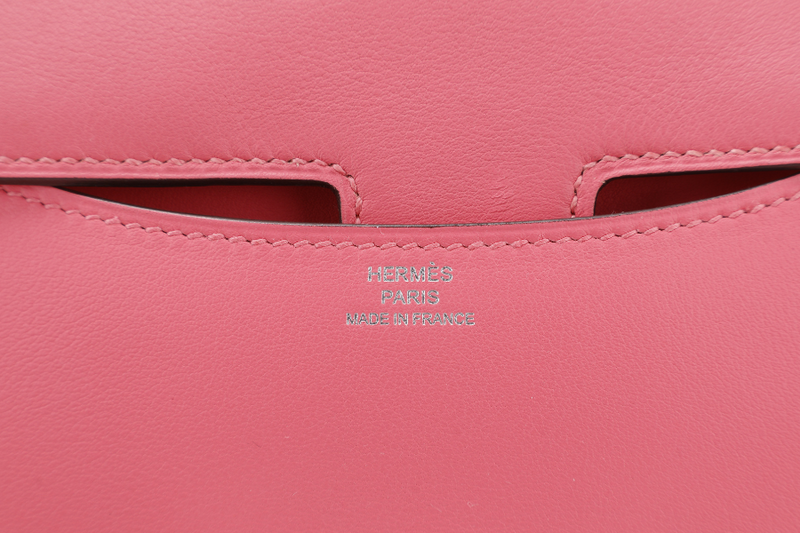 HERMES CONSTANCE 18 STAMP A (YEAR 2017) ROSE AZALEE SWIFT LEATHER SILVER HARDWARE WITH DUST COVER