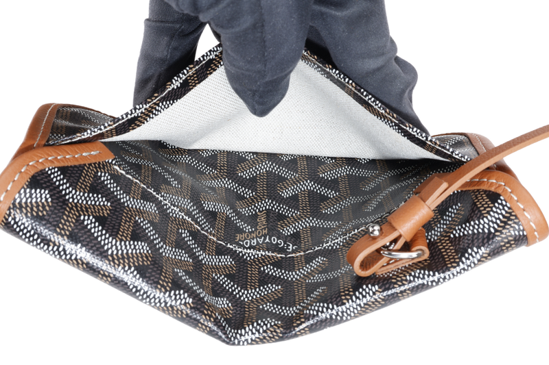GOYARD SAINT LOUIS GM BAG BLACK AND TAN COLOR WITH DUST COVER