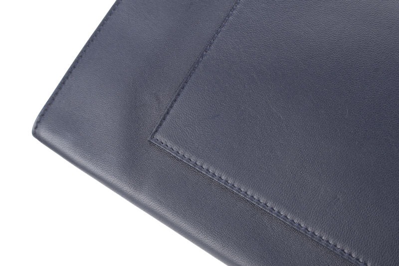 CHANEL ENVELOPE CLUTCH BLUE LEATHER SILVER HARDWARE (2254xxxx} WITH SMALL POUCH