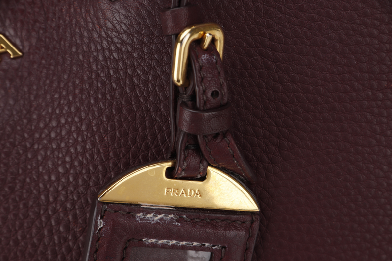 PRADA BN2865 2WAY BAG GRANATO VITELLO DAINO GOLD HARDWARE WITH CARD AND SLING