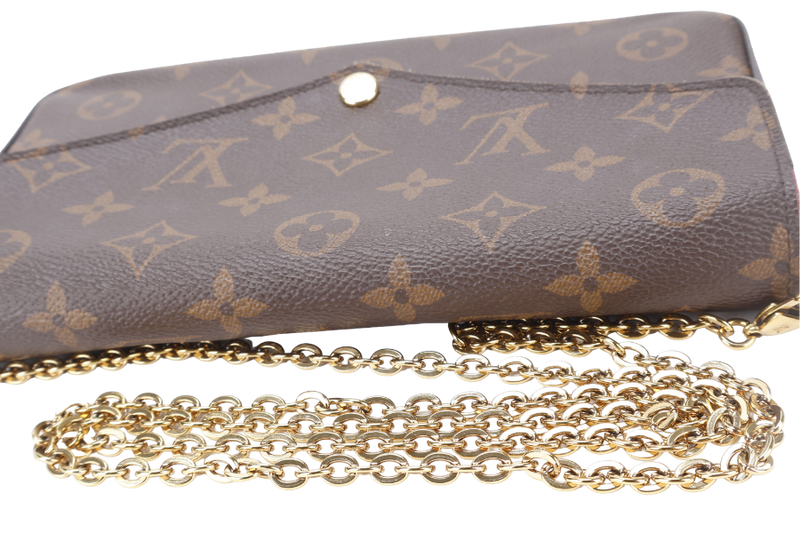 LOUIS VUITTON M81896 POCHETTE FELICIE BROWN MONOGRAM CANVAS GOLD HARDWARE WITH DUST COVER AND BOX