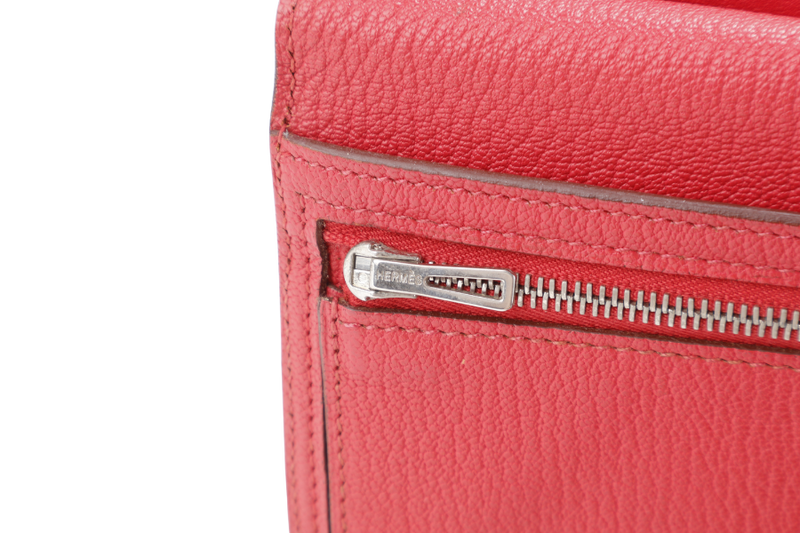 HERMES BEARN WALLET KHAKI BICOLOR CHEVRE MYSORE SILVER HARDWARE STAMP N SQUARE (YEAR 2010) NO DUST COVER