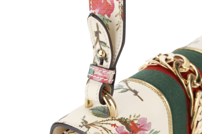 GUCCI SYLVIE FLORAL MEDIUM LEATHER GOLD HARDWARE NO DUST COVER