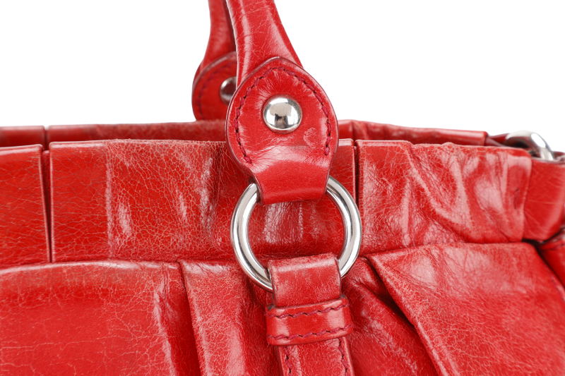 MIU MIU BAULETTO VITELLO LUX ROSSO RED LEATHER SILVER HARDWARE WITH STRAPS AND DUST COVER