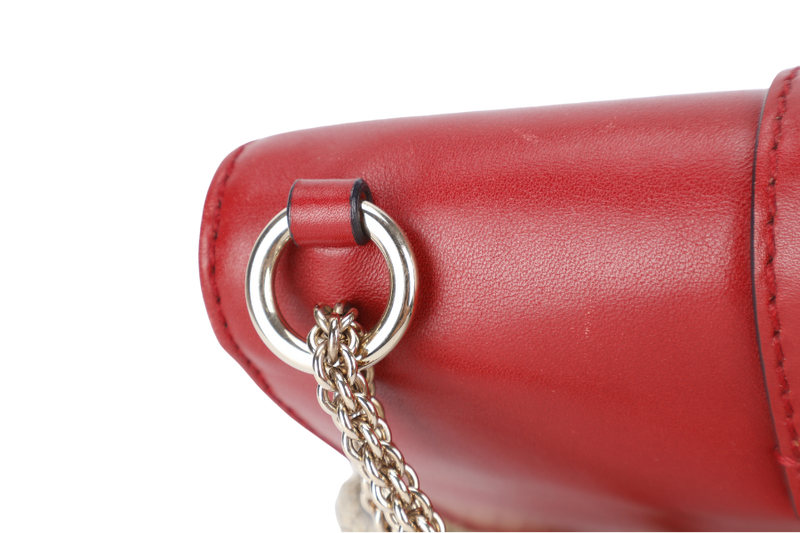 VALENTINO GARAVANI LOCK MINI RED LEATHER SHOULDER BAG WITH DUST COVER