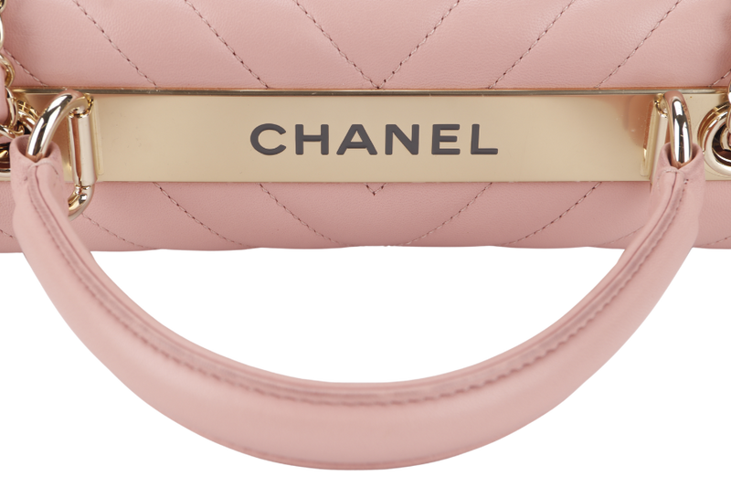 CHANEL TRENDY CC FLAP (2550xxxx) WITH TOP HANDLE MEDIUM PINK LAMBSKIN GOLD HARDWARE WITH DUST COVER