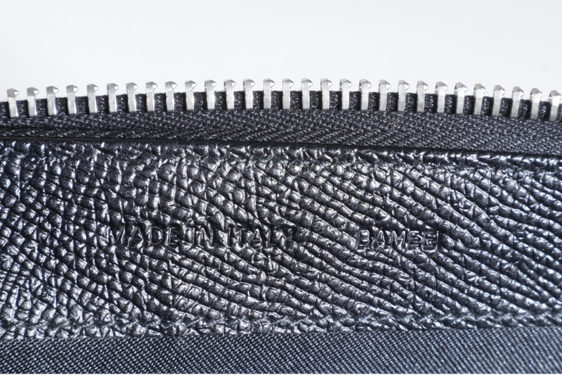 BVLGARI SMALL ZIP POUCH BLACK LEATHER SILVER HARDWARE WITH BOX