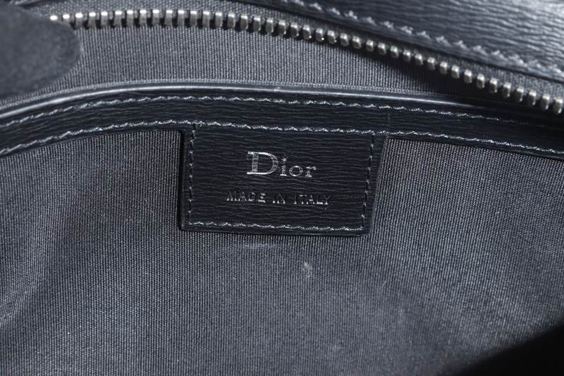 CHRISTIAN DIOR SIGNATURE HOMME BEE POCHETTE (03-B0-0143) BLACK LEATHER SILVER HARDWARE NO DUST COVER