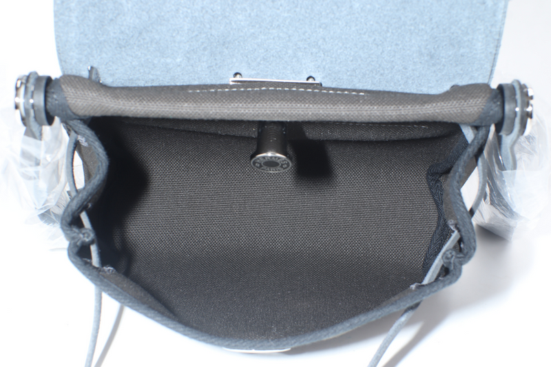 HERMES MINI HERBAG BLACK, DARK BRONZE SILVER HARDWARE STAMP W (YEAR 2024) WITH DUST COVER AND BOX