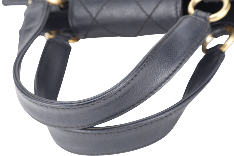 CHANEL TOP HANDLE BAG (500xxxx) BLACK CAVIAR LEATHER GOLD HARDWARE WITH DUST COVER