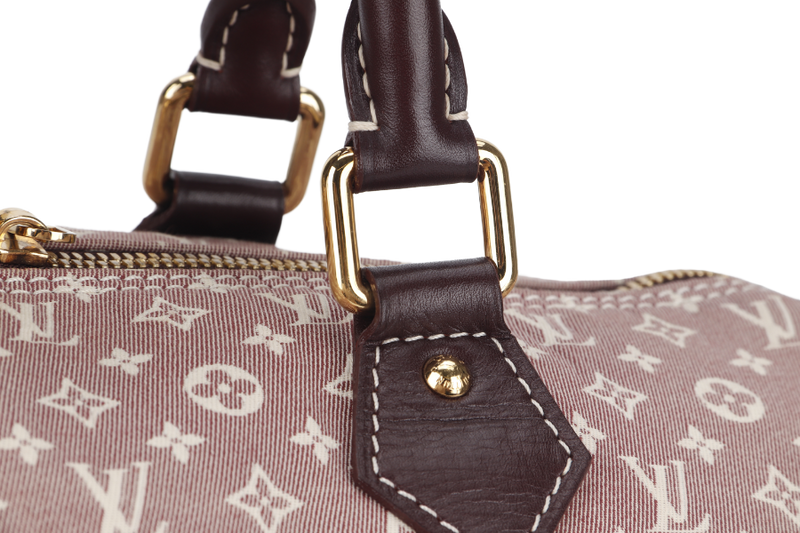 LOUIS VUITTON SPEEDY BANDOULIERE 30 (MB3140) MINI LIN CANVAS GOLD HARDWARE WITH STRAP AND DUST COVER