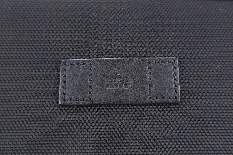 GUCCI TECHNO WEB BELT BAG BLACK CANVAS SILVER HARDWARE WITH DUST COVER