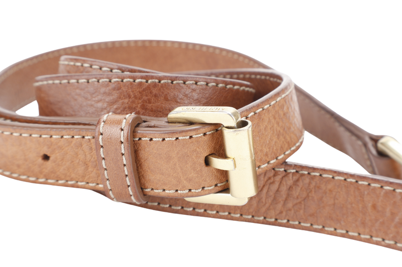 MULBERRY BAYSWATER SMALL BROWN LEATHER GOLD HARDWARE WITH LEATHER STRAPS AND DUST COVER