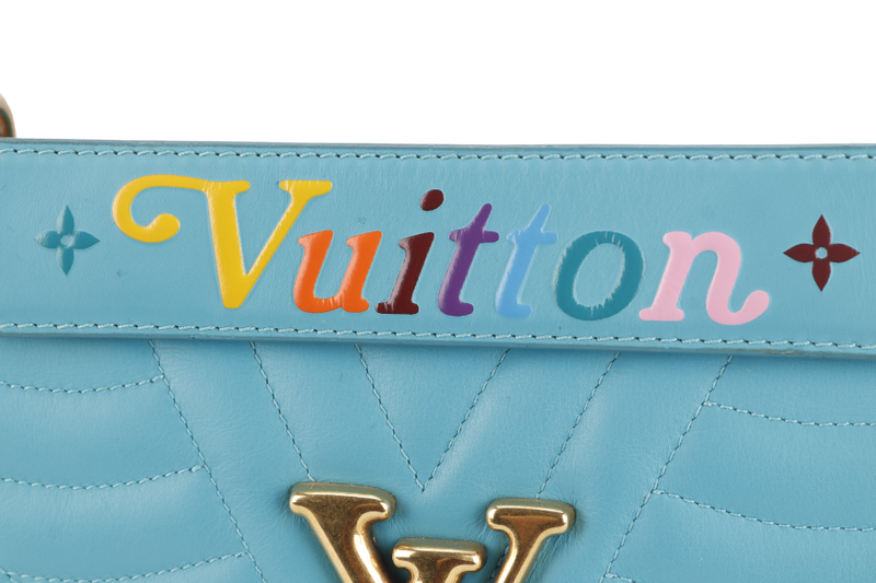 LOUIS VUITTON NEW WAVE CHAIN BAG MM (M51946) BLUE CALFSKIN GOLD HARDWARE NO DUST COVER