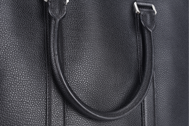 MCM DOCUMENT SAC 2 WAY BAG(G8434) BLACK CALF LEATHER SILVER HARDWARE WITH LONG STRAPS AND DUST COVER