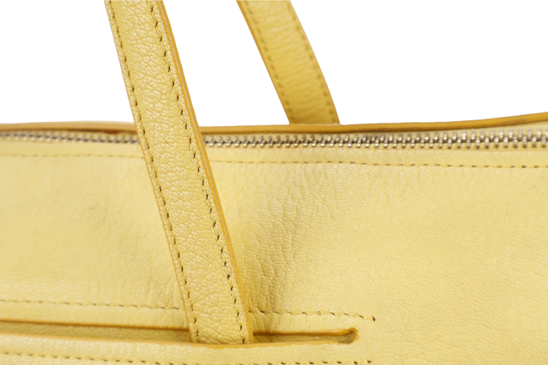 SALVATORE FERRAGAMO MIKA CONVERTIBLE TOTE BAG LARGE YELLOW LEATHER GOLD HARDWARE WITH DUST COVER